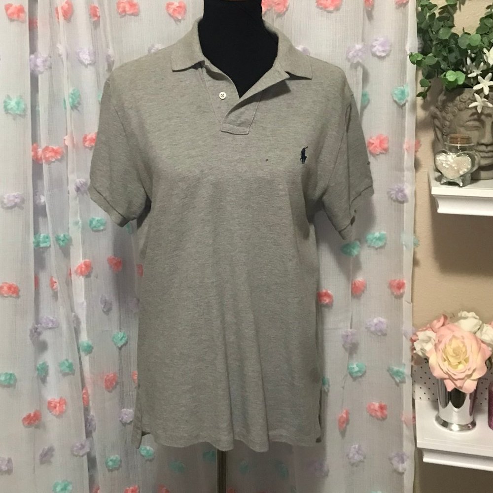 Polo Ralph Lauren Gray Custom Fit Short Sleeve Cotton Polo Shirt Medium